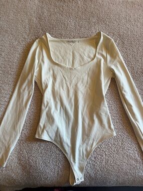 Abercrombie Off-White Long Sleeve Bodysuit